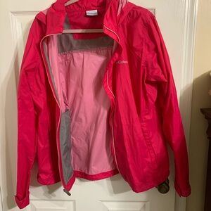 Columbia Pink Hooded Rain Jacket